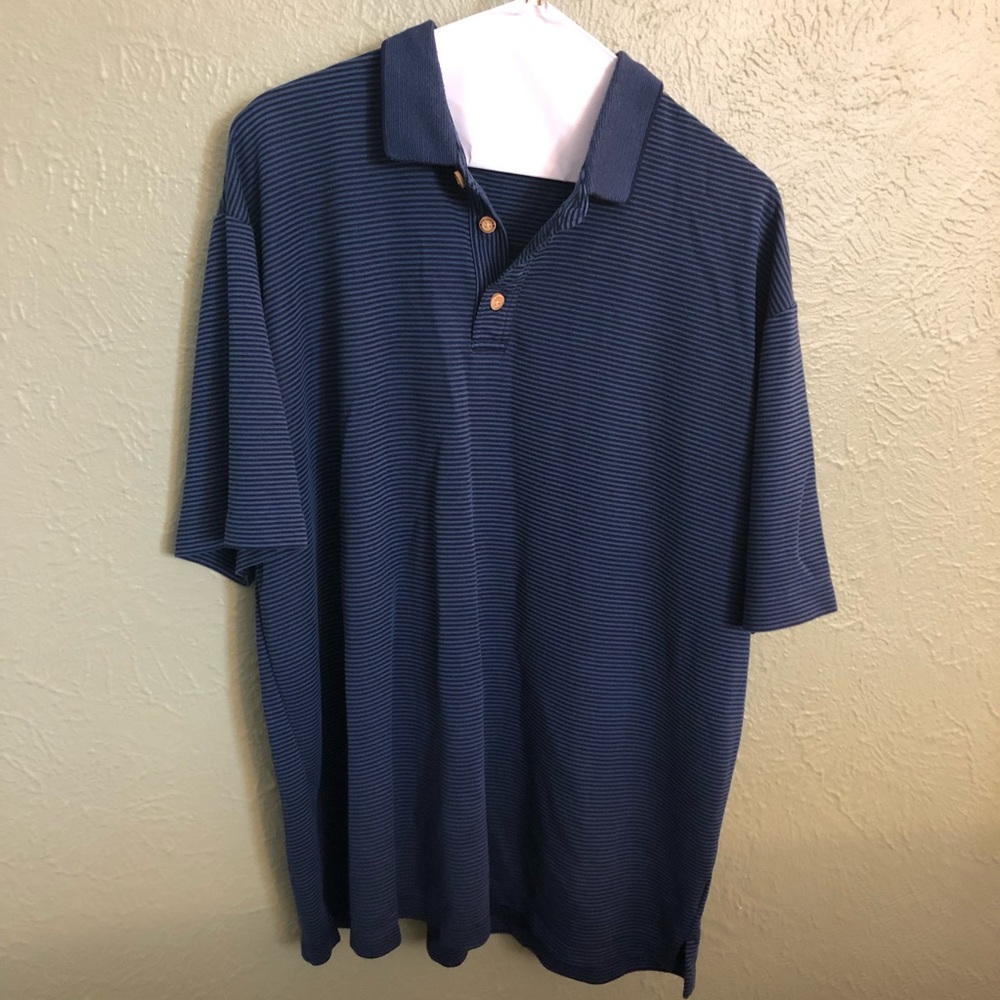 Jamaica Jaxx Blue Textured Striped Polo Shirt